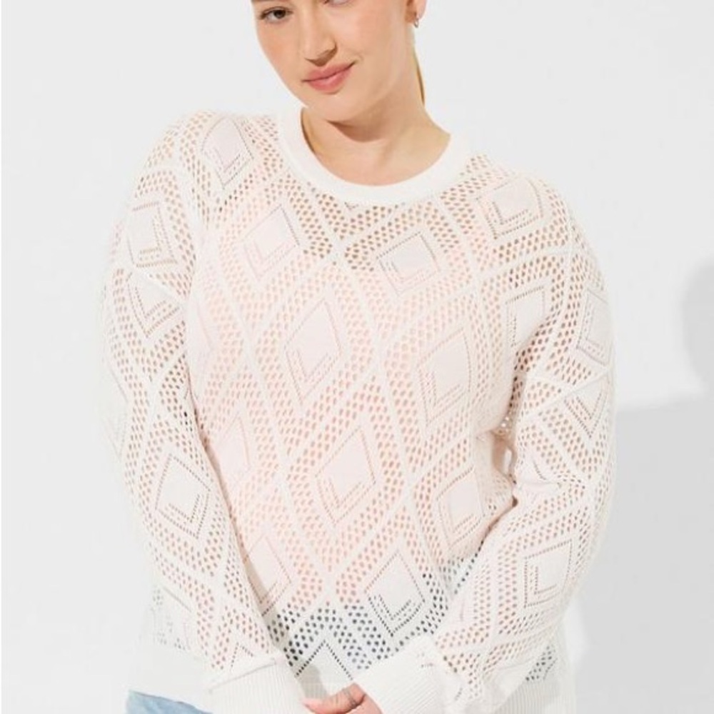 NWT Torrid Pointelle Pullover Long Sleeve Sweater